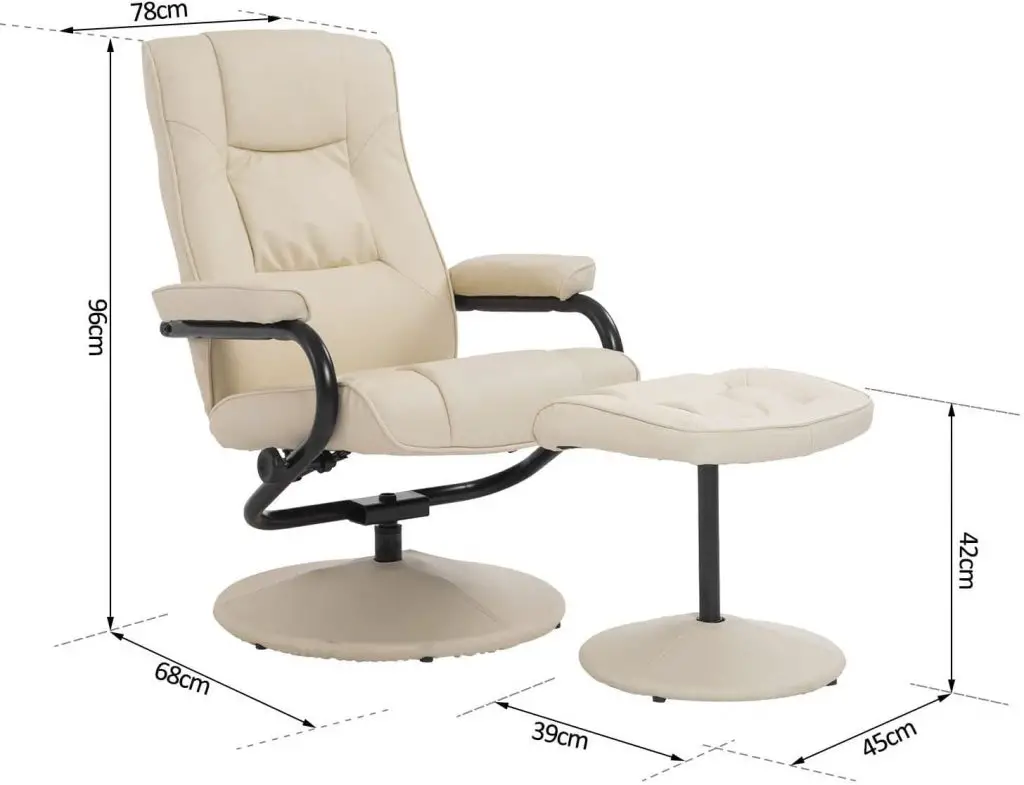 cream leather recliner chair with footstool
