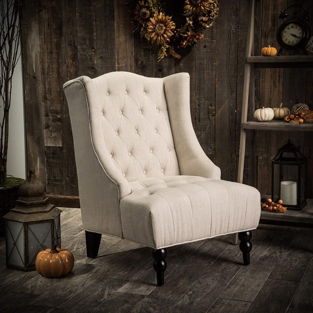great deal furniture clarice tall wingback tufted fabric accent chair