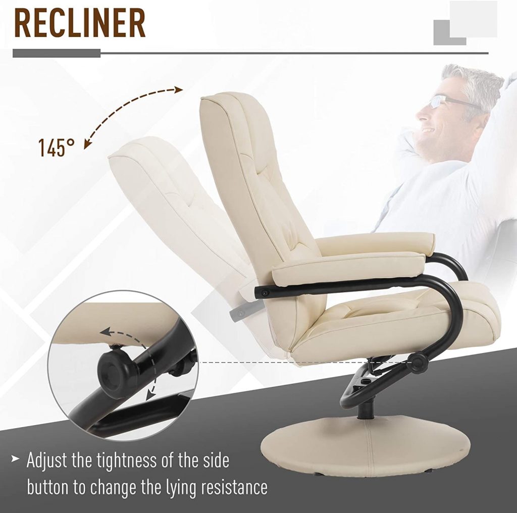 leather executive recliner armchair with footstool