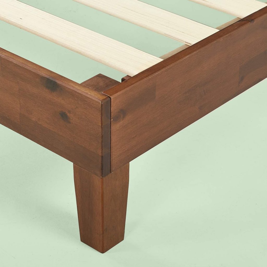 platform wood bed frame with headboard