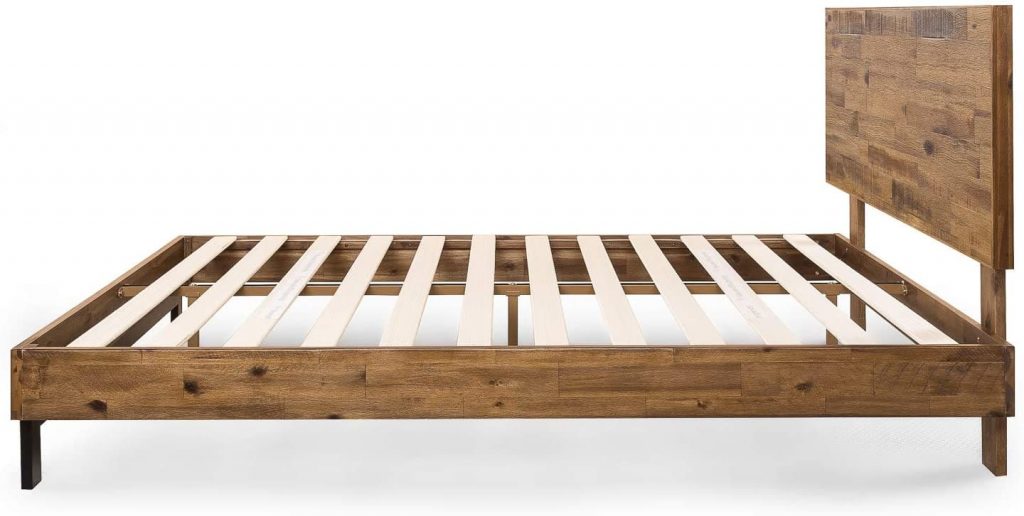 zinus pine deluxe wood platform bed