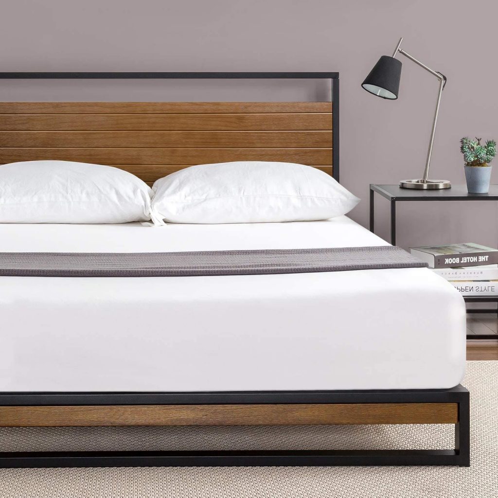 zinus suzanne metal and wood platform bed