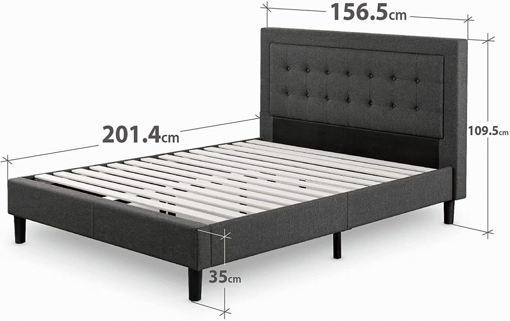 zinus upholstered detailed platform bed