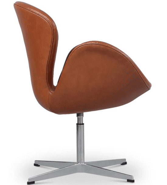 brown leather swan chair