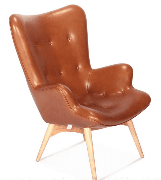 brown leather wing chair