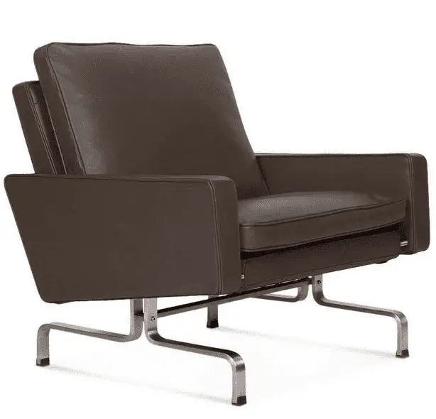 dark brown leather armchair