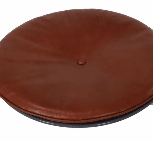 brown leather and metal stool