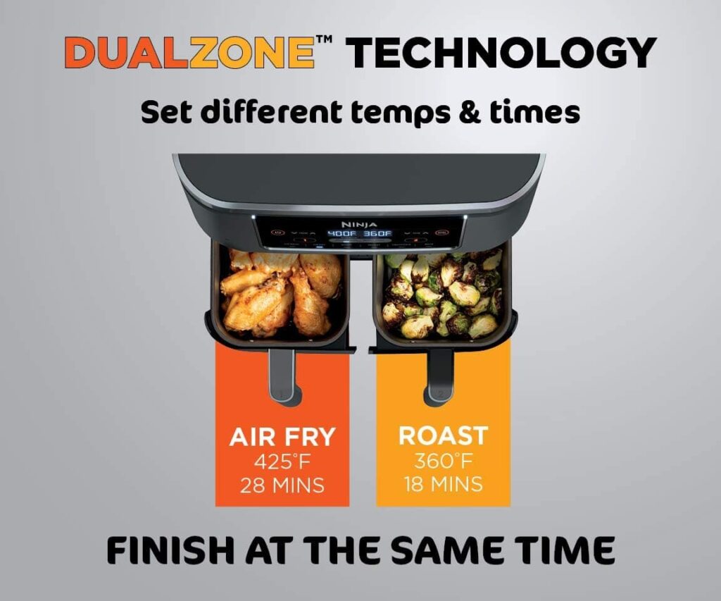 8-Quart Ninja DZ201 Foodi 2-Basket Air Fryer with DualZone Technology