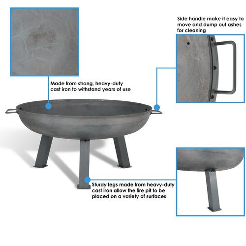 Heavy Duty Cast Iron Fire Pit Bowl with Stand