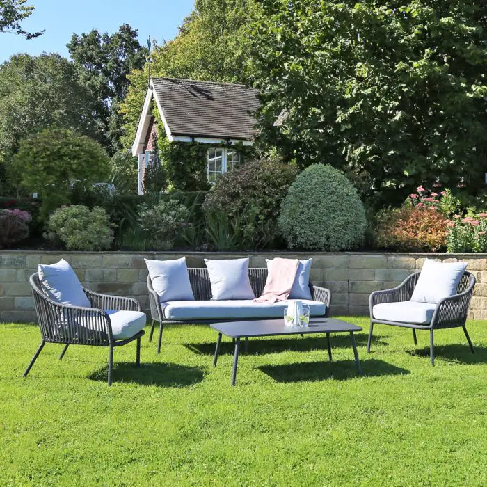 Rope and Metal Outdoor Lounge Set - 5 Seater Garden Patio Furniture Set