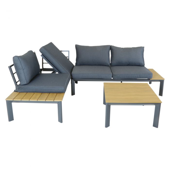 Polywood 4 Seater Outdoor Lounge Set with Recliner Seat - outdoor lounge set uk