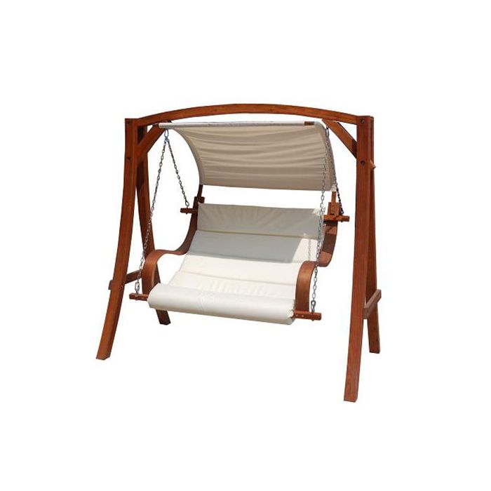 3 Seater Wooden Swing with Canopy - wooden swing chair garden
