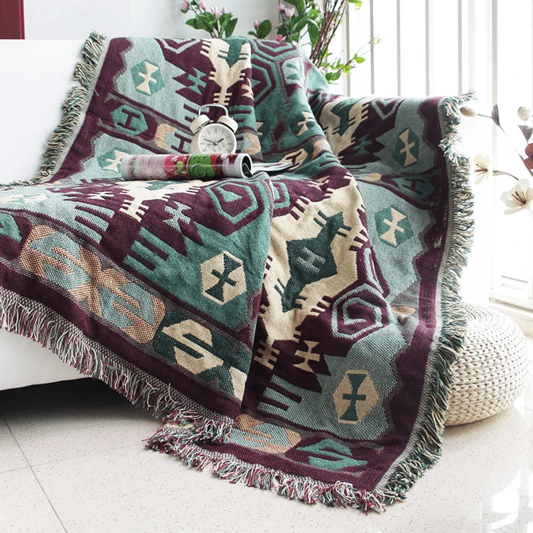 Nepalese Handwoven Cotton Sofa Throw - 3 seat sofa throw