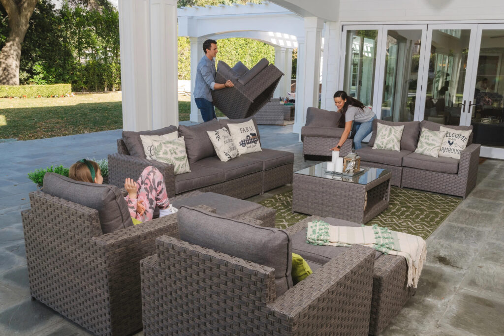 Cromwell 12 Piece Large L shaped Outdoor Sectional Set 2