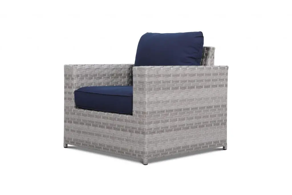 Kensington Navy 9pc Outdoor Patio Garden Wicker Furniture Rattan Sofa Set Sectional - single seat