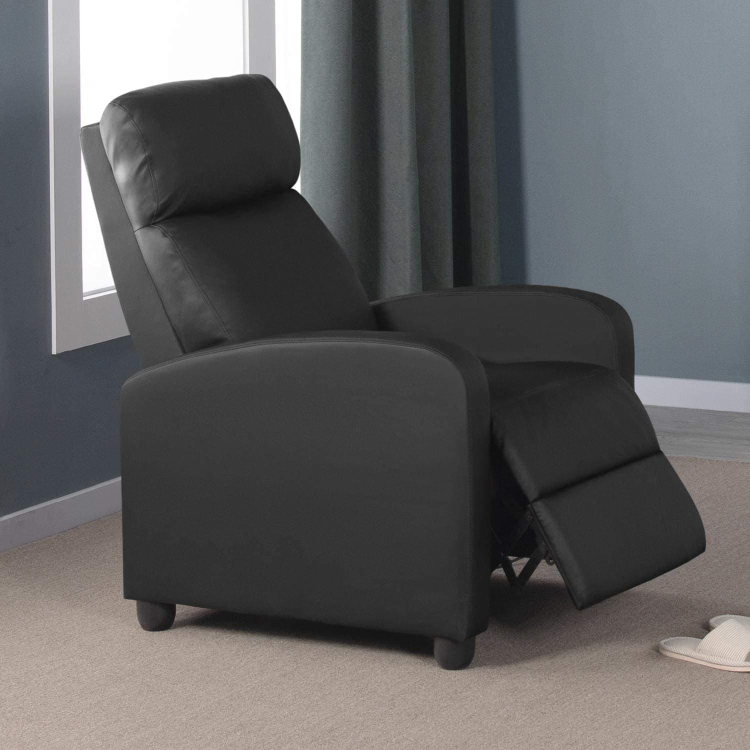 black leather recliner armchair