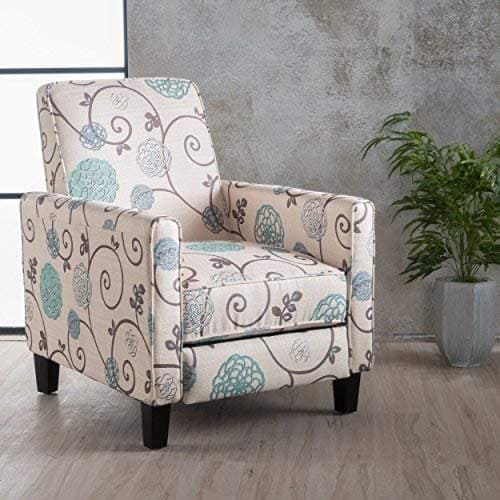 dufour white and blue fabric recliner