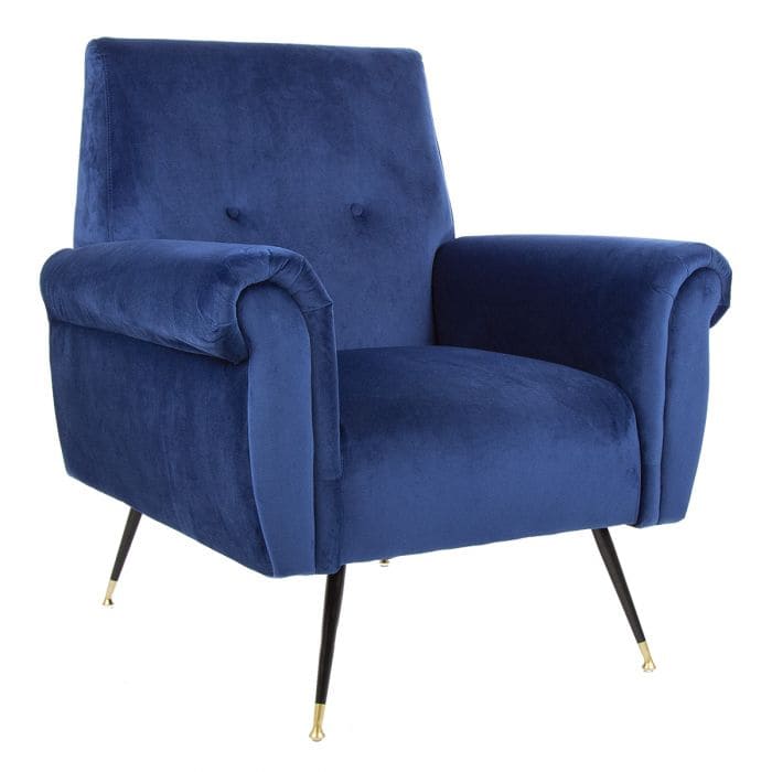 navy blue velvet lounge chair