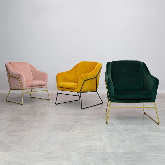 Charles Bentley Tilburg Powder Pink Accent Chair - velvet accent chairs 