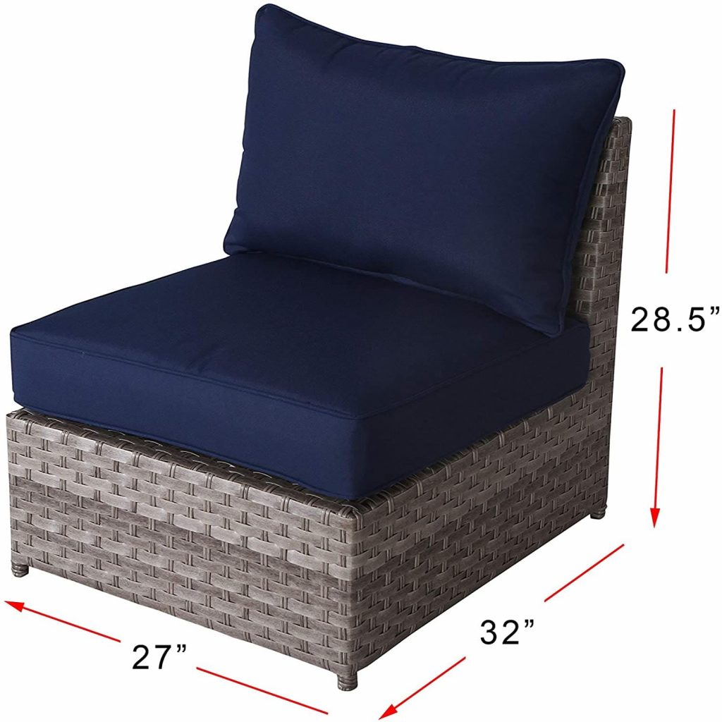 Kensington Navy 11 Piece Large Outdoor Rattan Sofa Set - middle seat dimensions