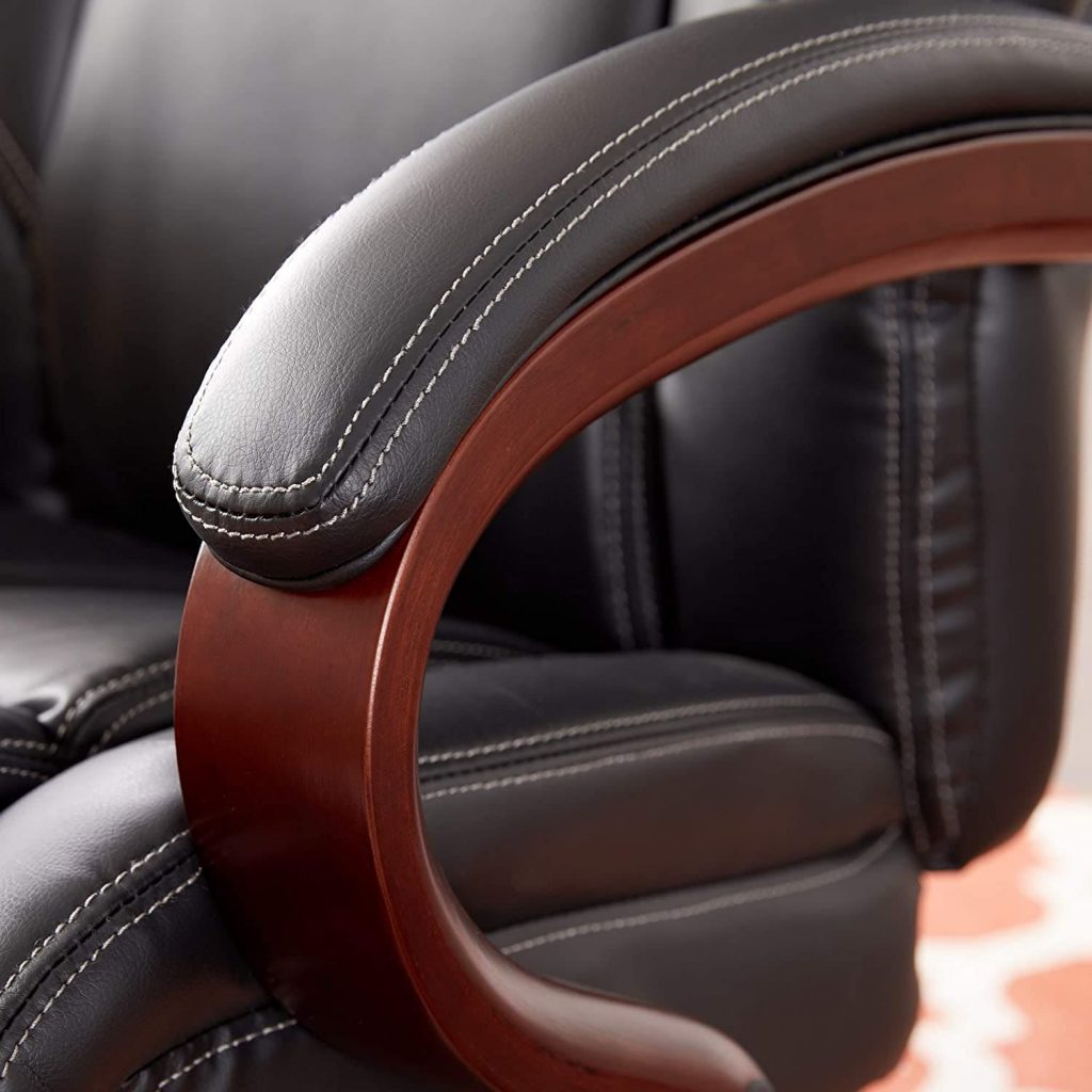 bonded leather executive office chair - close up view