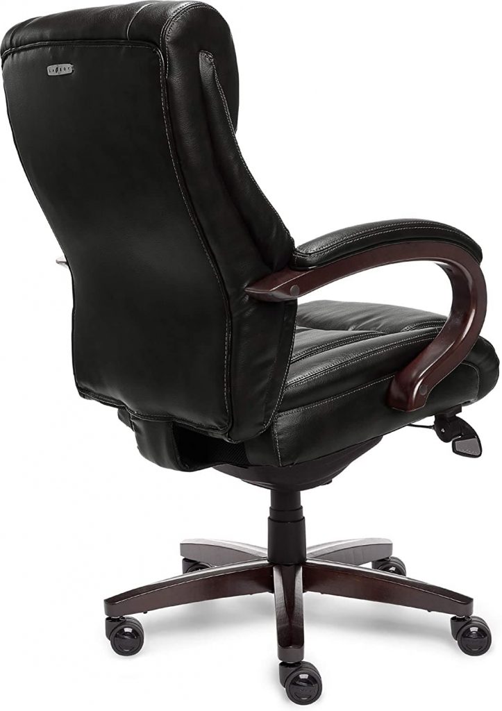 highback black leather executive chair - rear view