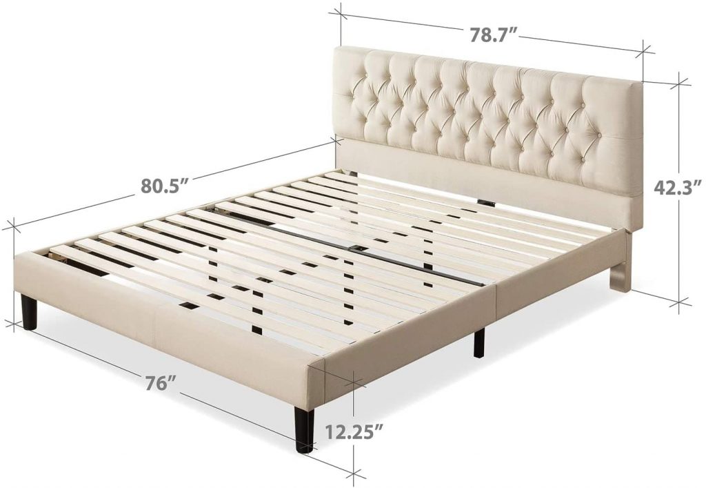 zinus upholstered button tufted premium platform bed