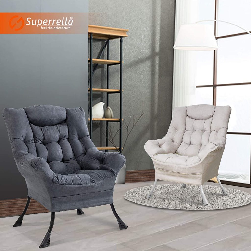 accent chair mid century - gray or white superrella fabric