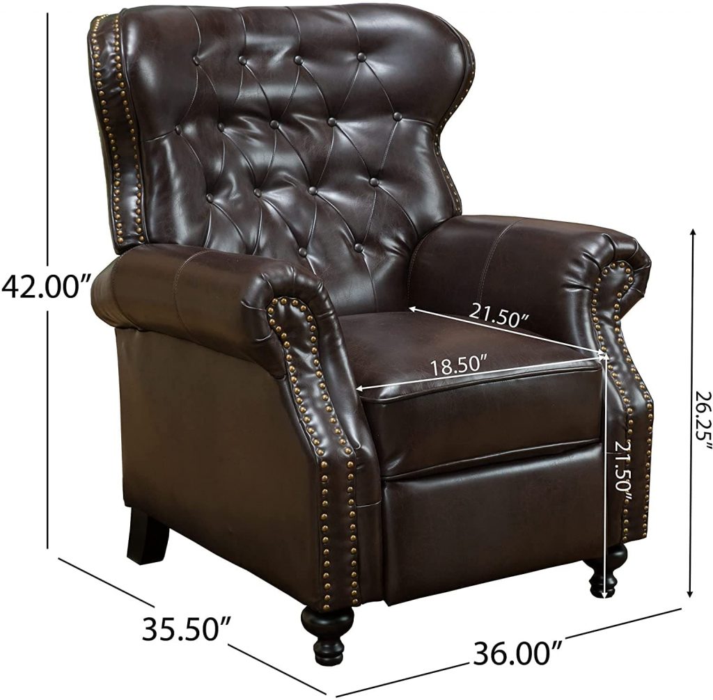 christopher knight recliner club chair - dimensions