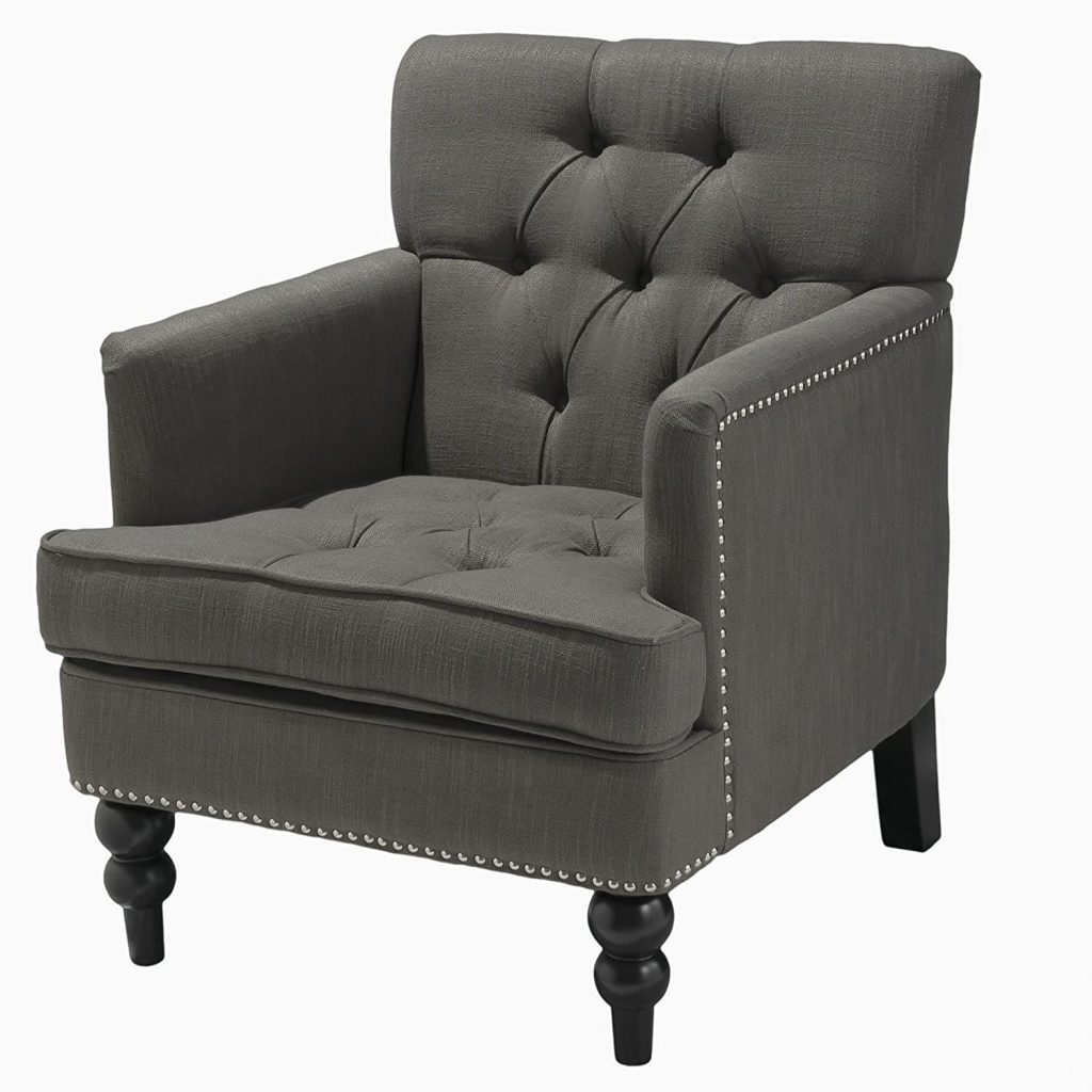 Herres gray club chair - front view