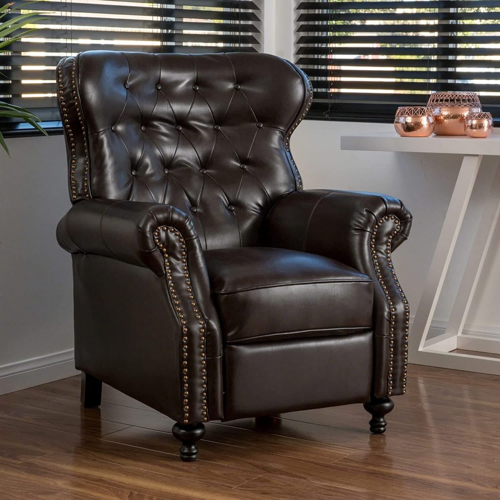 leather recliner club chair - front view