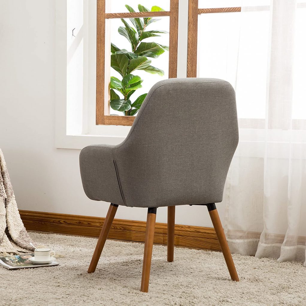 light gray accent chair - rear view
