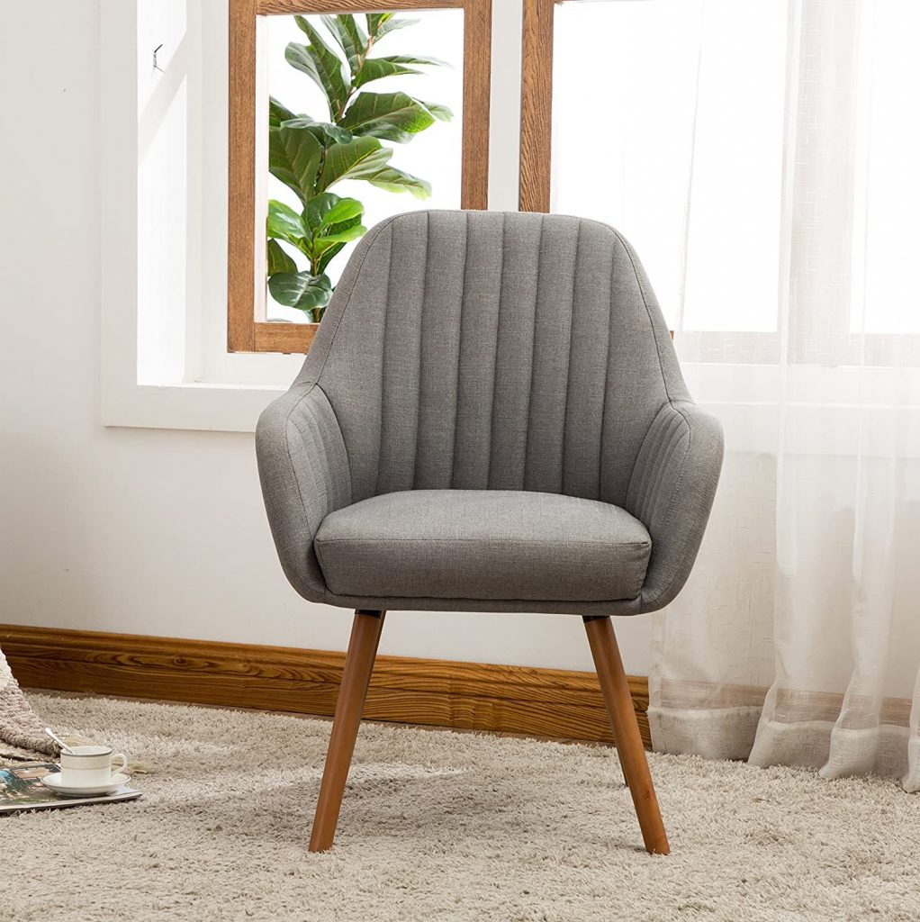 gray modern accent chair - front view