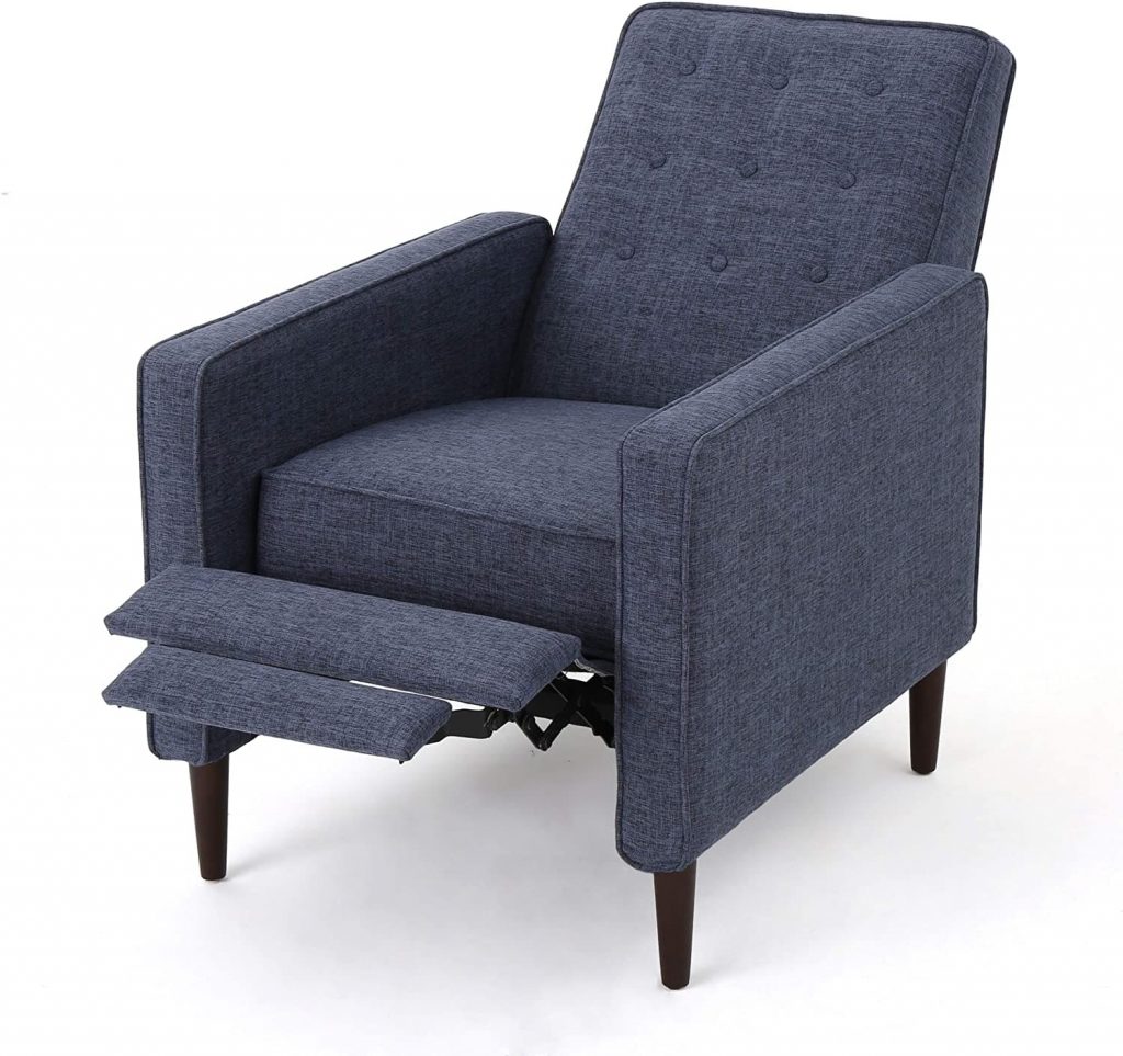 modern recliner - front view with footstool 