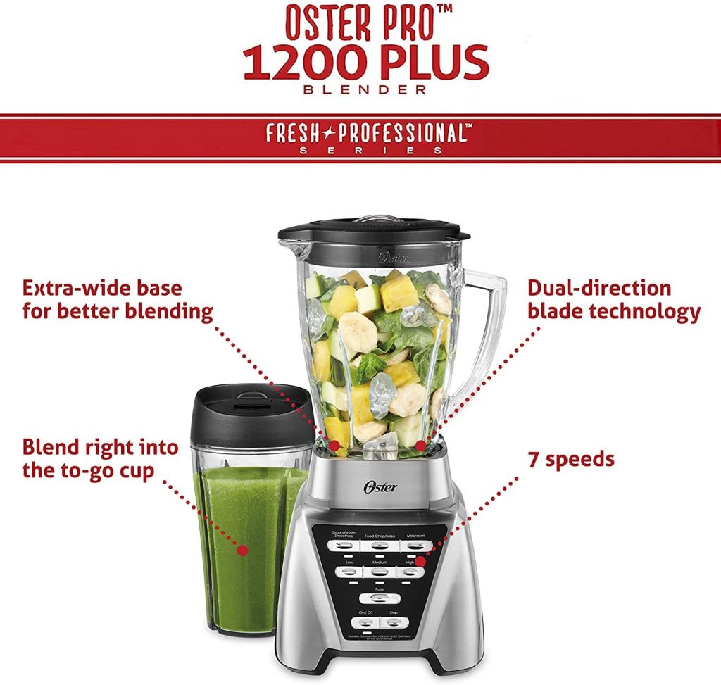 oster blender pro 1200 - Oster Pro 1200 Blender with Glass Jar and 24-Ounce Smoothie Cup