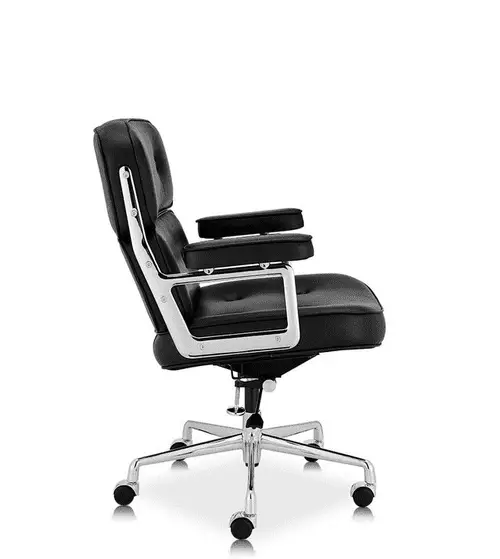 black leather eames time life lobby chair - side view