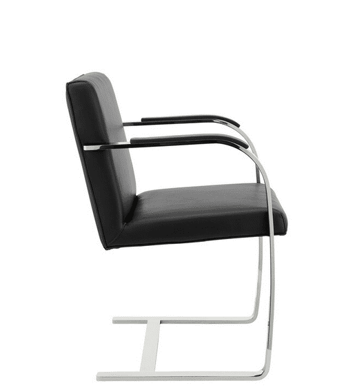 black leather mies van der rohe chairs - side view