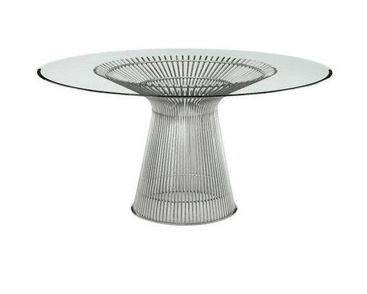 stainless steel dining table - side view