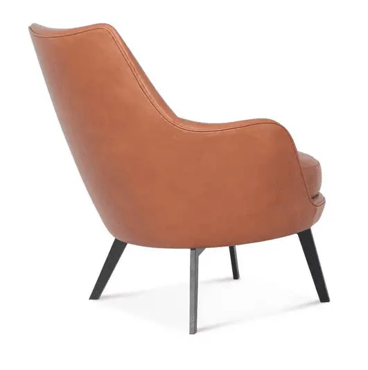 tan leather armchair - side rear view