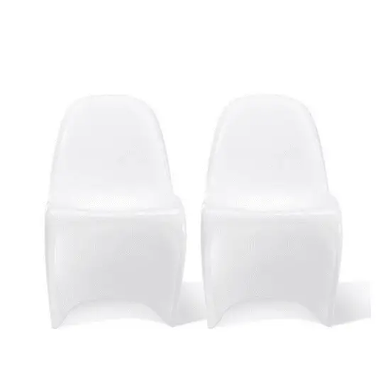 white verner panton chairs - front view