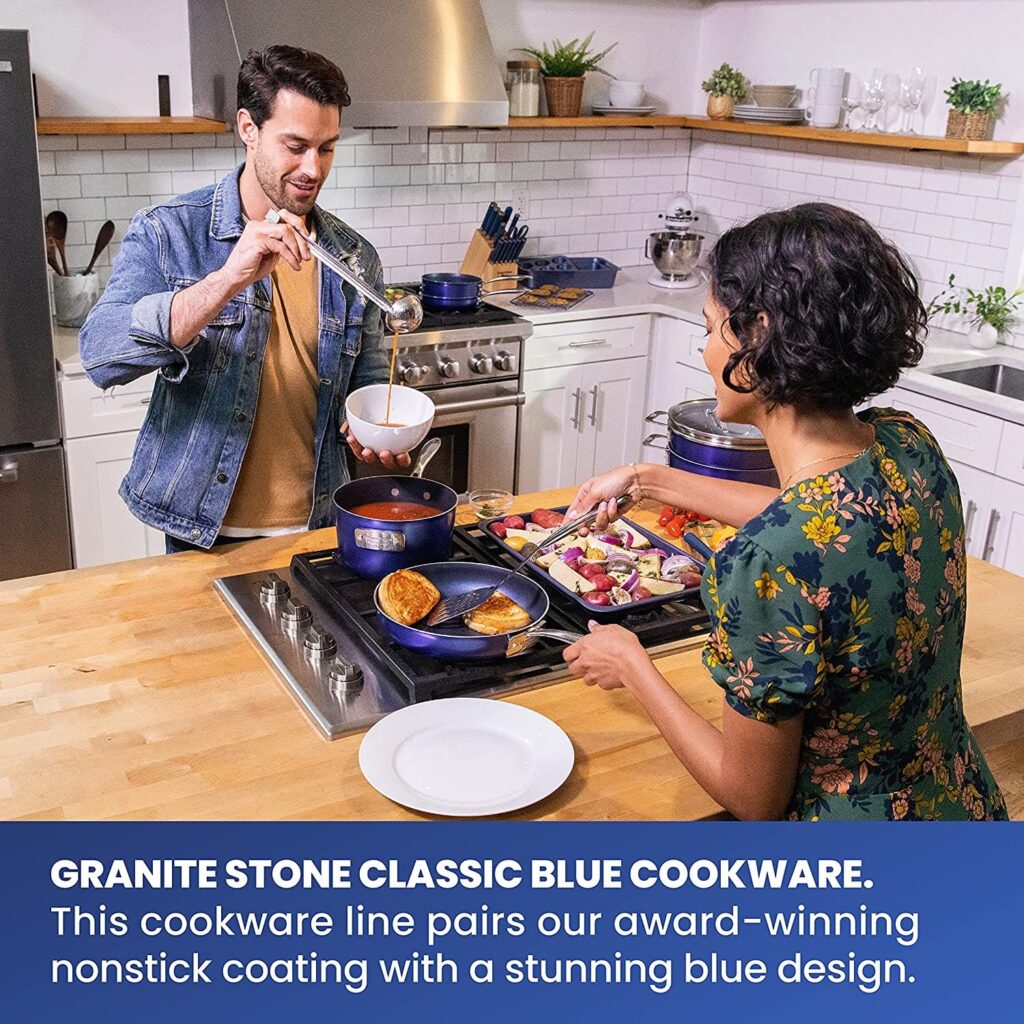 Granitestone Blue 10-piece Cookware Set Nonstick Pots and Pans Set