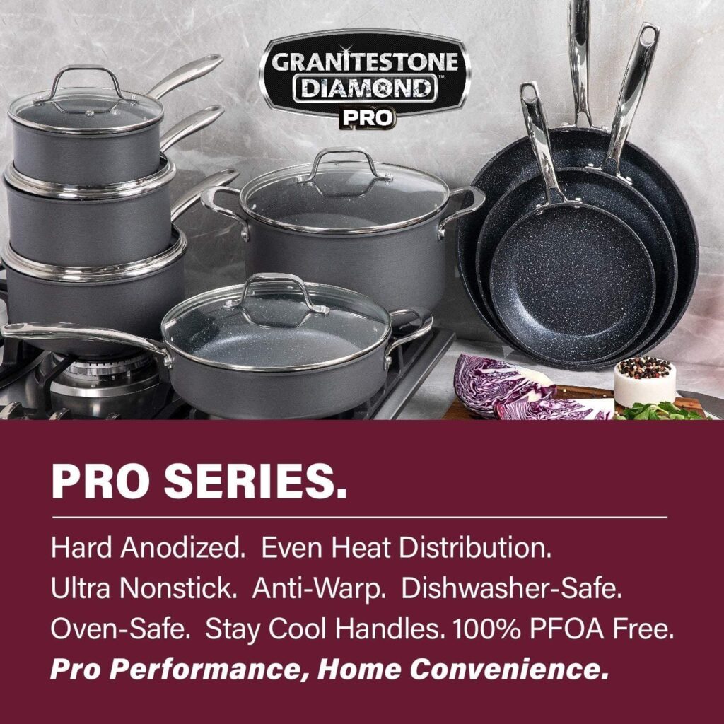 Granitestone Nonstick Pro Pots and Pans Set 13 Piece Hard Anodized