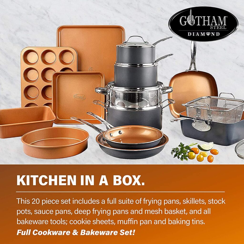gotham steel 20 piece all in one kitchen bakeware and cookware