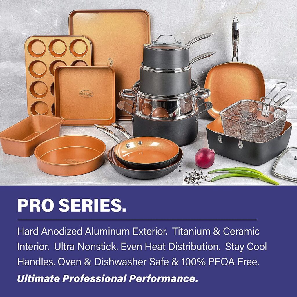 gotham steel 20 piece all in one pro kitchen cookware and bakeware set