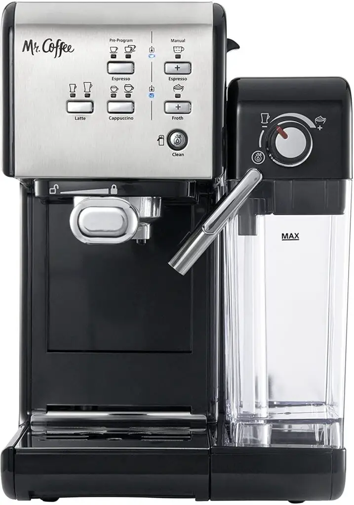 mr. coffee one-touch coffeehouse espresso maker and cappuccino machine