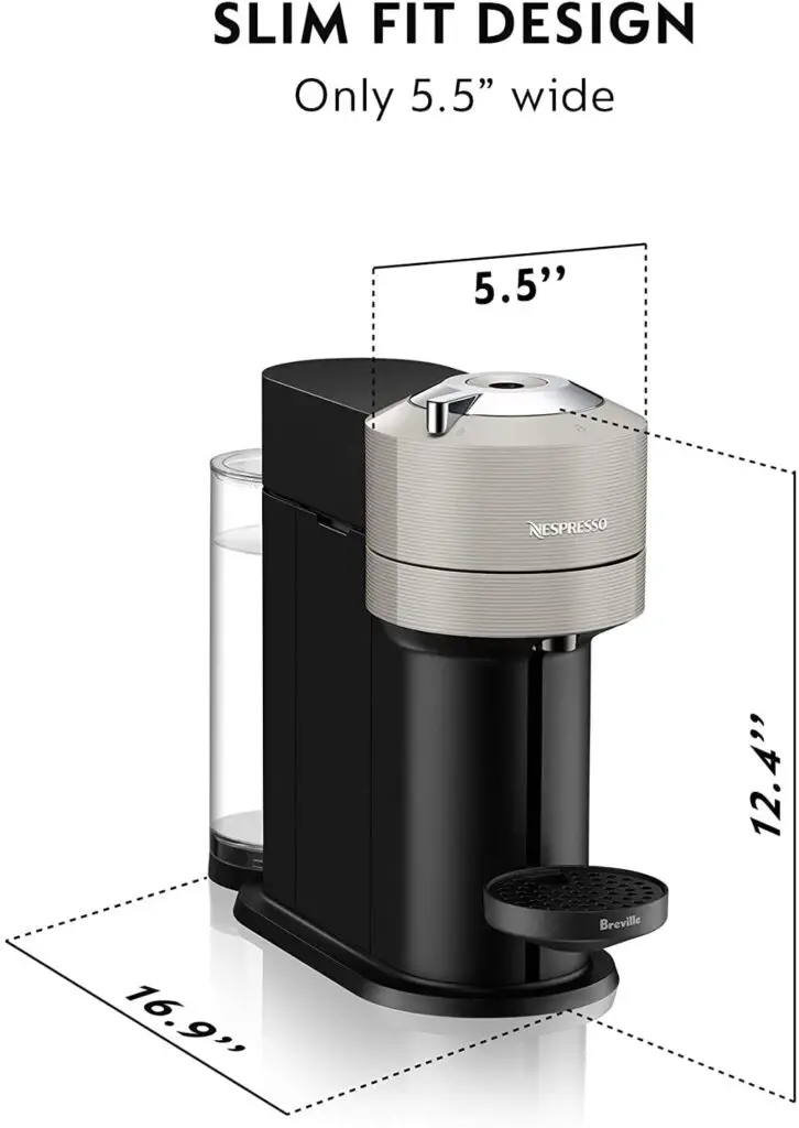 nespresso vertuo next coffee and espresso machine - dimensions