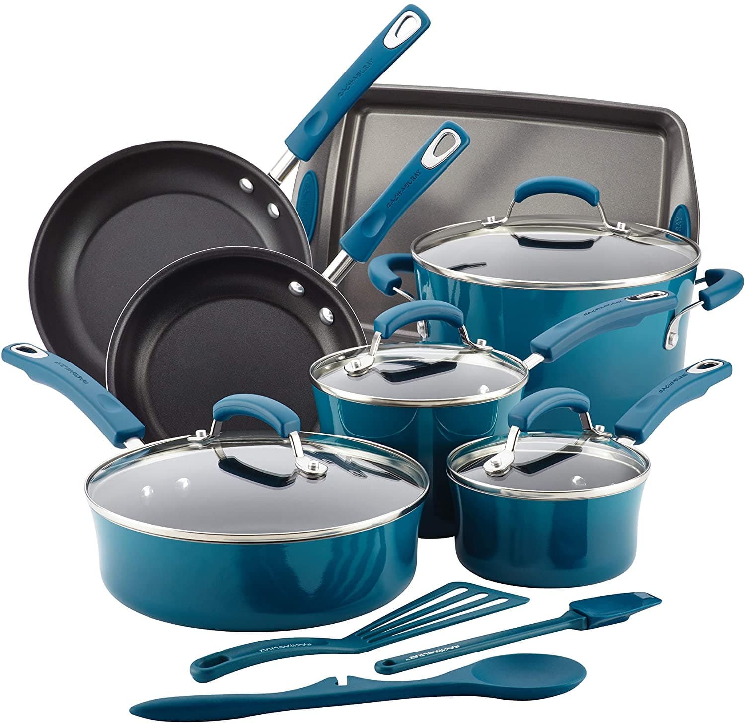 rachael ray brights 14-pc. nonstick cookware set